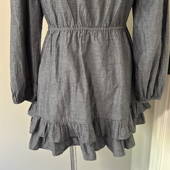 Cleobella Mini Dress Ruffle Tiered Button Front Long Sleeve Tie Waist Sz S - Picture 6 of 11